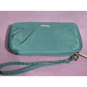 Travelon Clutch Wallet RFID Blocking Green 13 Pockets 7.5x4 inches